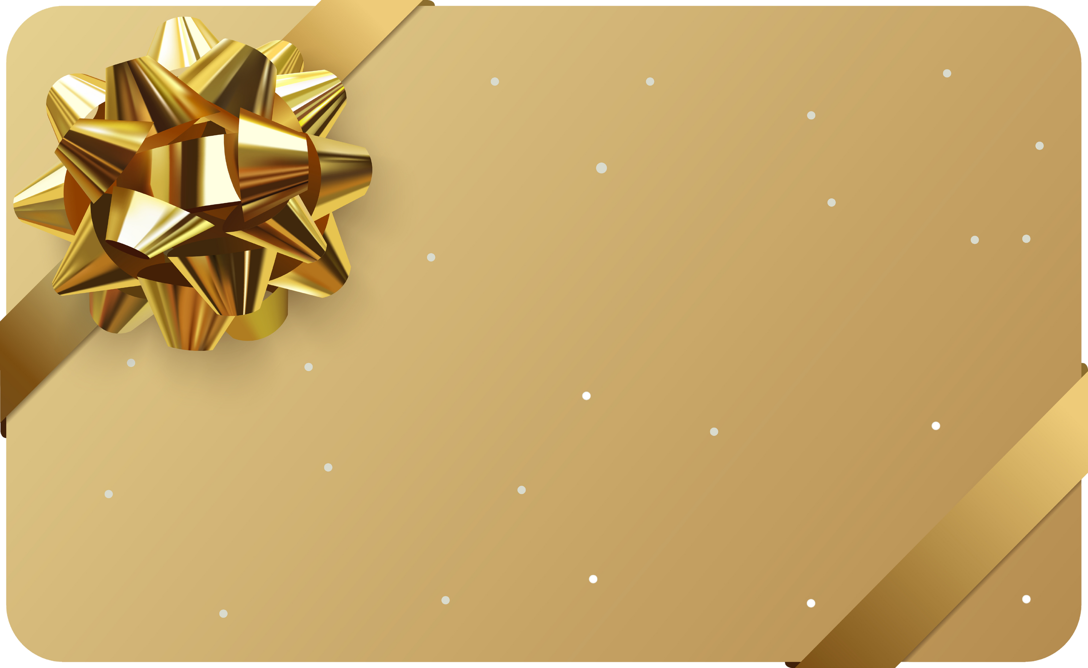 Gold gift cards with golden bow and ribbon